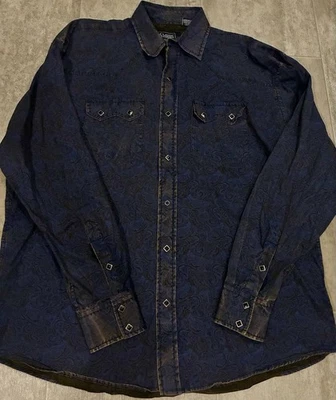 Camisa Clásica Western Para Hombre XXL Manga Larga con Diamante Negro Perla Snap Foto 1 de 4