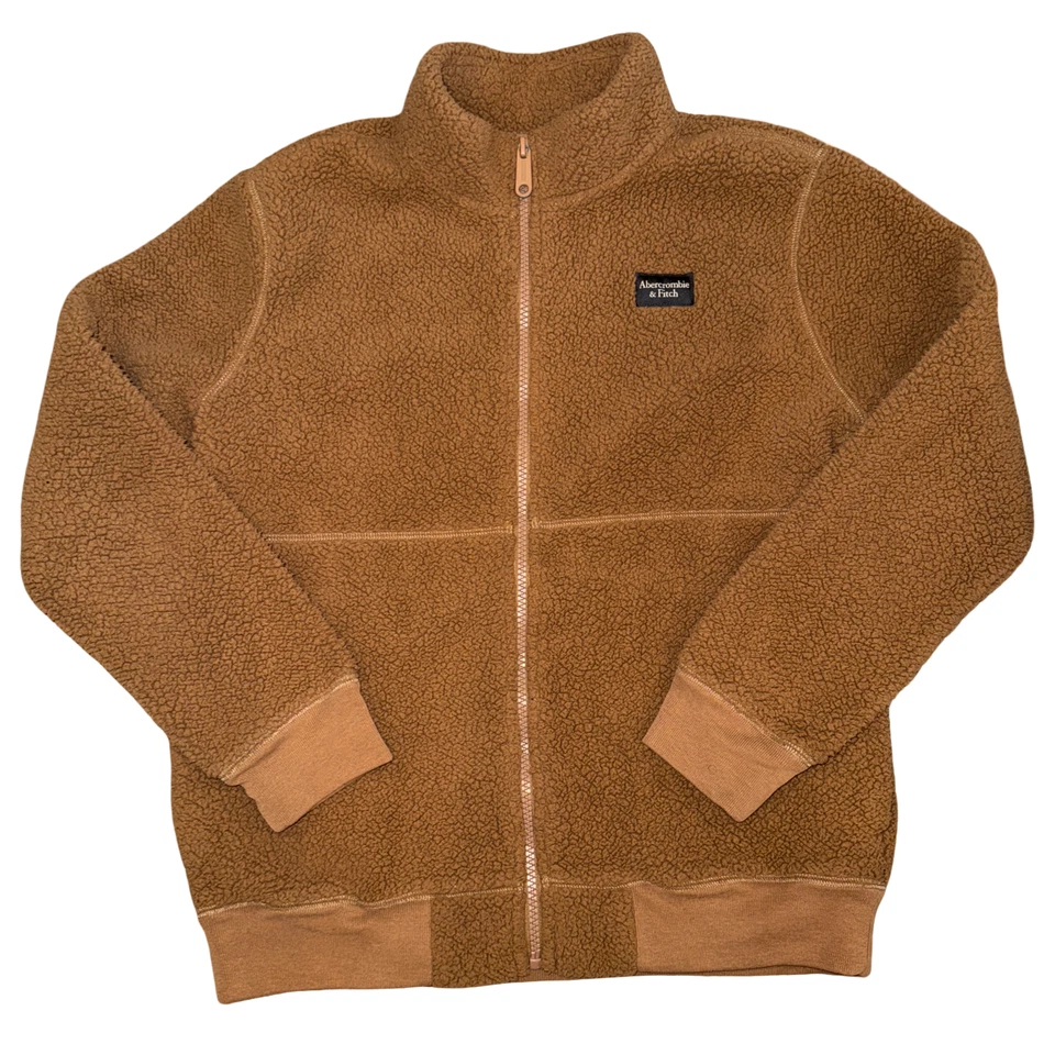 Abercrombie Niños 9/10 Años Marrón Cuello Simulado Sherpa Vellón Cremallera Completa Chaqueta Peluche Acogedora Foto 1 de 4