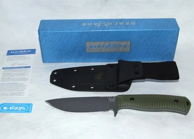 Benchmade 539 Dc53 CPM-CruWear Fixed Blade Knife w/Green Handle, Sheath, Box - Image 1 of 4