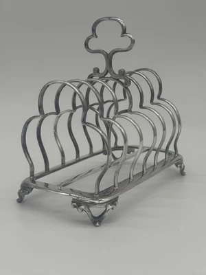 Thomas Prime & Sons antiguo plateado grande 6 rebanadas estante para tostadas alrededor de 1880 Foto 1 de 4