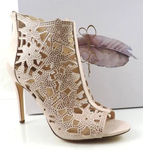 Women's Shoes Jessica Simpson Gessina Open Toe Heels Booties Nude Blush Size 10 - Picture 1 of 9