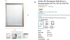 Kichler bathroom mirror brushed nickel beveled accent 24 x 30 41011 - Picture 1 of 2