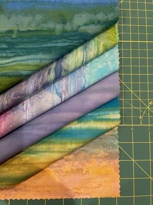 Batik Sample Card - 100% cotton - 6 fabrics - 11"w x  20"l -#200 - Image 1 of 2