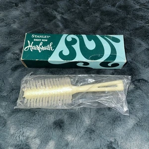 Vtg NOS Stanley Half Round Hair Brush Plastic Nylon Bristle Ivory Cream NEW 8.5” - Picture 1 of 4