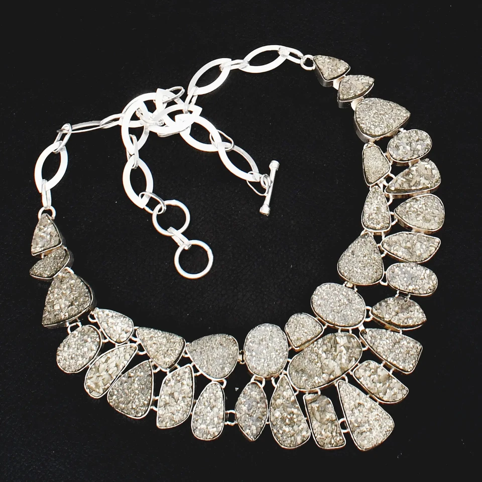 Colar grande feito à mão de pedra preciosa pirita apache presente 143 gms LBN-7516 - Imagem 1 de 1