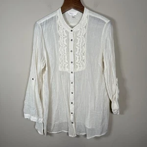 Blusa Krazy Kat Boho Crema Crochet Ribete Talla XXL Ligera - Imagen 1 de 11