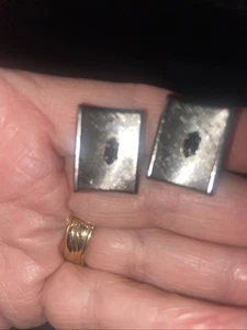 Vintage Sarah Coventry Manschettenknöpfe silberfarben blau Strass rechteckig - Bild 1 von 6