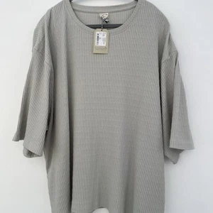 Turtledove London Elsie Tee Size 3 (UK18-22) Sky Grey Relaxed Fit Ribbed Cotton - Picture 1 of 9