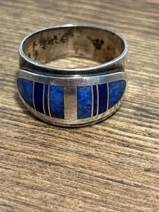 Anillo Banda Hombre Lapislázuli Plata de Ley Talla 11 - Imagen 1 de 7