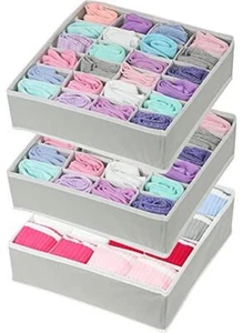 3 Pack - Simple Houseware Socks Underwear Drawer Organizer (24+24+16 cells), - Picture 1 of 5