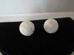 Unique Sterling Silver Textured Domed Earrings – New - Picture 1 of 8
