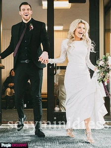 Modest Ivory Mermaid Long Sleeves Wedding Dress Lace Bridal Gowns 2 4 6 8 10 12+ - Picture 1 of 11