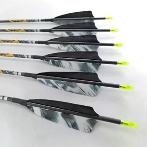 6/12pcs Archery Carbon Arrows Spine350-900 ID4.2mm Longbow Hunting Shooting - Picture 1 of 6