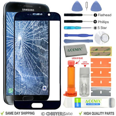  Kit Reparación LOCA Repuesto Pantalla Cristal Frontal Samsung Galaxy S7 G930 Negro Foto 1 de 4