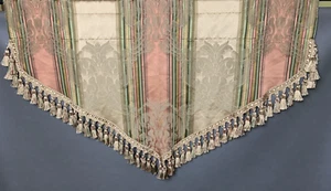 Croscill Tulane Ascot Valance Striped Damask Multicolor Tassels - Set of Two - Picture 1 of 10