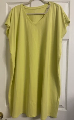 Vestido boxy Eileen Fisher algodão orgânico cítrico gola V novo com etiquetas US$ 168 1X 3X - Imagem 1 de 4