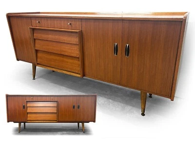 1950s 1960s retro vintage DANISH STYLE WALNUT BRASS BEAUTILITY SIDEBOARD - Image 1 of 4