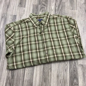 GAP Button Down Long Sleeve Collar Green Plaid Flannel Shirt Men's Size Large - Picture 1 of 8