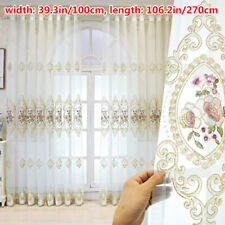 Home Drape Curtain Fabric Embroidery Floral Voile Tulle Mesh Bedroom Balcony