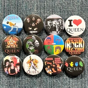 QUEEN FREDDIE MERCURY 80er Musik 1" Pinback Buttons Classic Hard Rock, 12 Pins - Bild 1 von 5