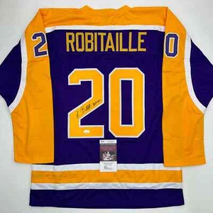 Autographed/Signed Luc Robitaille HOF 09 Los Angeles LA Purple Jersey JSA COA - Picture 1 of 4