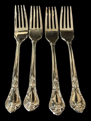 4 (Four) Salad Forks GRAND MASTER by GODINGER Silverplate 6 1/2" Flatware - Image 1 of 4