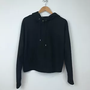 T Tahari Women's Faux Suede Long Sleeve Hoodie Shirt Solid Black Casual - Picture 1 of 5