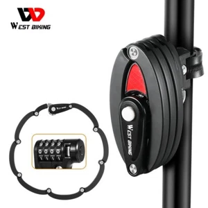 WEST BIKING Foldable 4 Digit Password Bike Security Lock Anti-Theft Alloy Lock - Picture 1 of 16