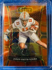 JAXON SMITH NJIGBA 2023 PANINI SELECT DP RED LASER PRIZM ROOKIE CARD RC # 7