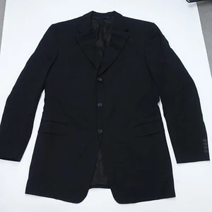 Burberry London Blazer Jacket Men's 42 Black Wool Single Breasted Notch Lapel - Picture 1 of 11