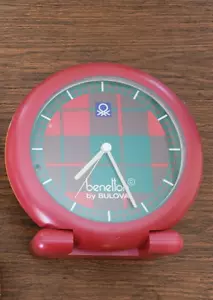 United Colors of Benetton by Bulova Desk Clock Red Preppy Design Made in France - Picture 1 of 5