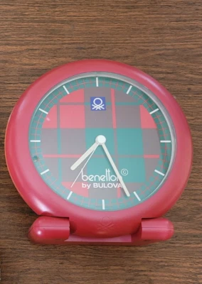 United Colors of Benetton by Bulova Desk Clock Red Preppy Design Made in France - Image 1 of 4
