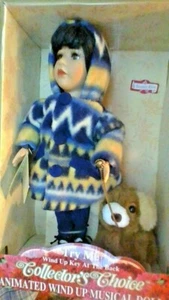 DAN DEE DOLL BISQUE PORCELAIN 13" GIRL & DOG ANIMATED MUSICAL-- SWANNIE RIVER - Picture 1 of 12