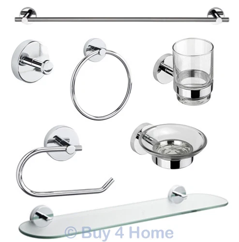 Croydex Romsey Flexi-Fix - Chrome Wall Mounted X Plate Bathroom Accessories: - Image 1 of 3