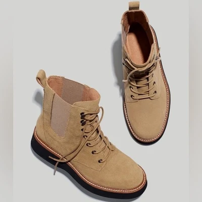 Botas Chelsea Madewell #NH948 The Helen Platform botas de gamuza genuinas talla 8 Foto 1 de 4