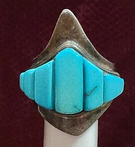 Vintage Southwestern Indianer Stil großer Türkis Ring Größe 10 in Kupfer - Bild 1 von 13