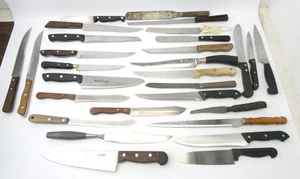 Mixed Lot Antique Vintage Kitchen Chefs Knives Knife Lot Wood Antler Handles - Picture 1 of 24
