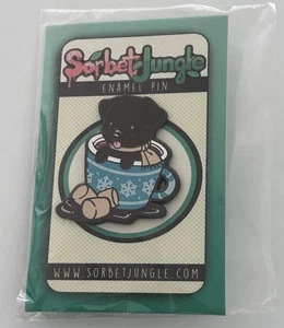 Sorbet Jungle Lab Puppy In Snowflake Christmas Winter Mug Enamel Lapel Pin - Picture 1 of 3
