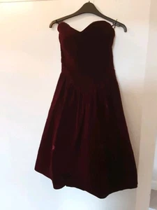 Ladies Vintage Etam Size 12 Short Red Party Dress Steampunk Gothic Evening Prom - Picture 1 of 17