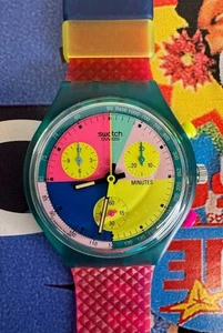 Swatch watch FLASH ARROW SCL100 1991 Chrono New old stock - Picture 1 of 6