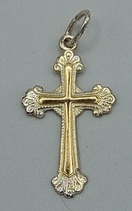 Colgante Cruz Plata de Ley 925 C Tono Oro y Plata 1"x 5/8" - Imagen 1 de 3