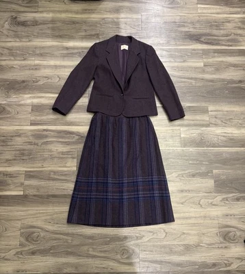 Conjunto De Colección PENDELTON Traje Chaqueta Falda Reloj Escocés Tartán Cuadros S 12 Púrpura Foto 1 de 4