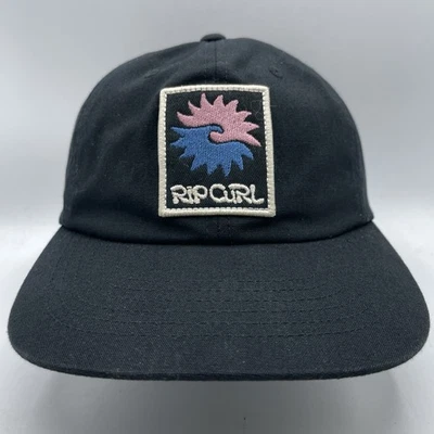 Rip Curl Hat Adult Strapback Black Patch Baseball Cap Surfer Beach Low Profile - Image 1 of 4