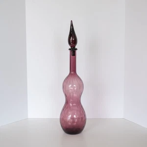Amethyst-Purple vintage Empoli Genie Bottle Decanter/Italian glass/optic vase - Picture 1 of 22