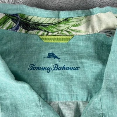 Tommy Bahama Short Sleeve Sea Green Button Linen Shirt Men Size 3XLB - Image 1 of 4
