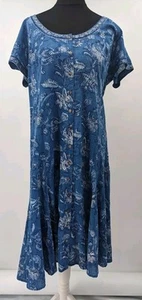 East artisan with Anokhi Dress blue floral-UK 14/16 pit to pit 23" 1855 - Picture 1 of 10