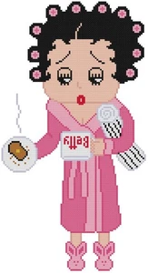 KREUZSTICH + BASTELMUSTER Betty Boop Pyjama Haarroller Häschen Hausschuhe Kaffee - Bild 1 von 17