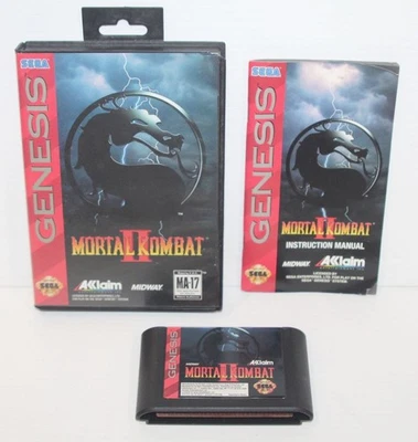 Mortal Kombat II (Sega Genesis 1994) Vintage Authentic Case, Manual & Hang Tag B - Image 1 of 4