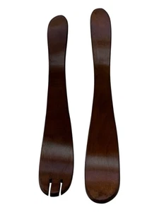 Mid-Century Wooden Wooden Salad Serving Tongs Set Excellent Used Condition 12”L - Picture 1 of 4