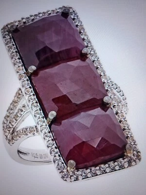 Anillo Rarities Carol Brodie Plata 925 Rubí y Circón Talla 7 Nuevo sin Etiquetas  Foto 1 de 4